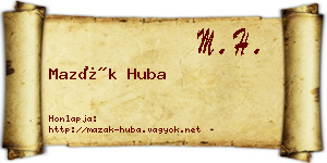 Mazák Huba névjegykártya